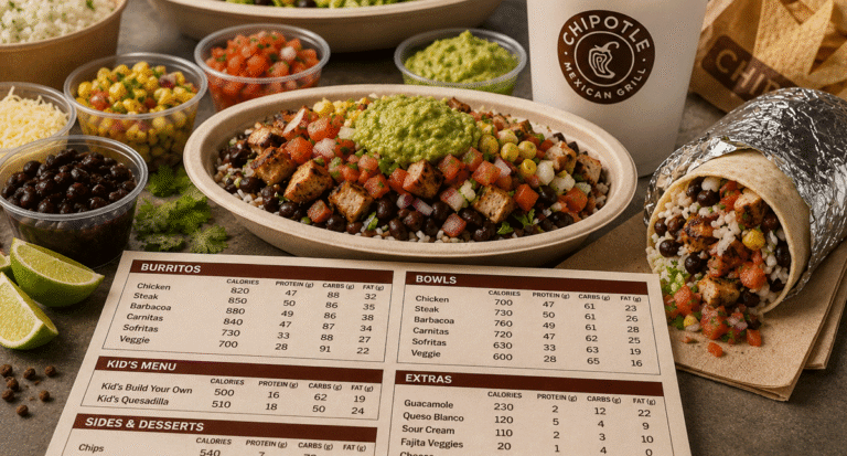 Chipotle Nutrition Menu