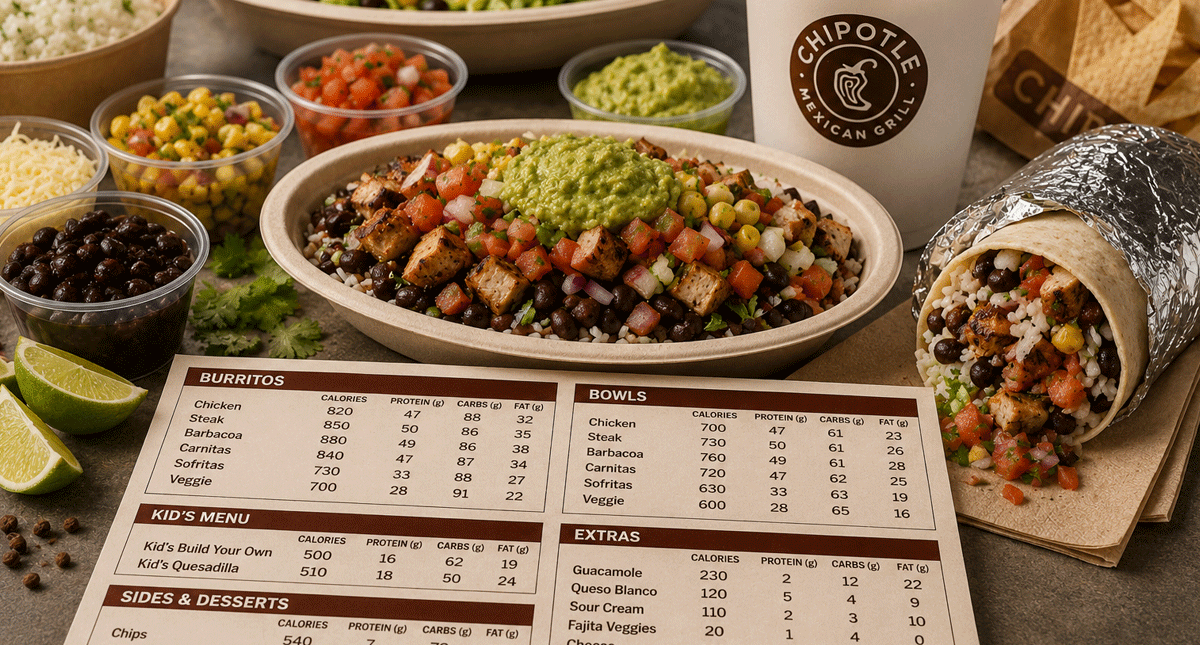 Chipotle Nutrition Menu